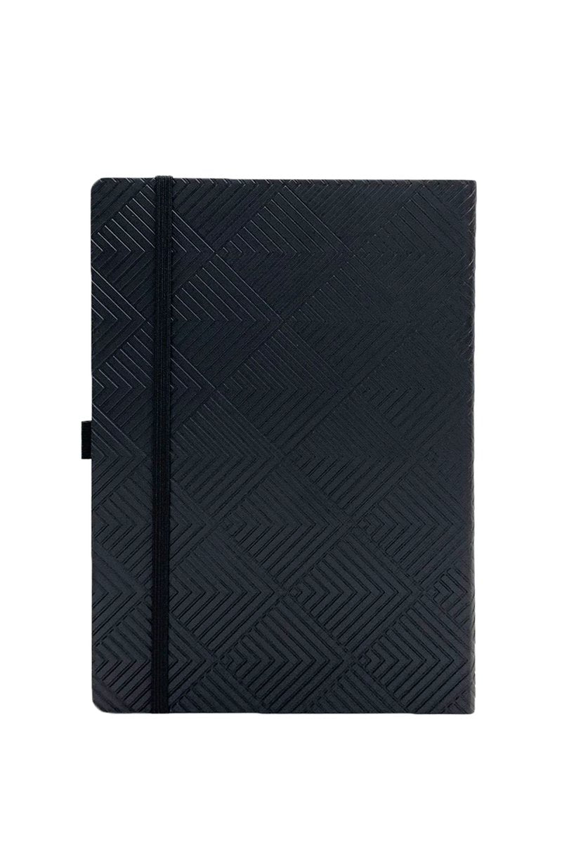 Flexible Dotted Notebook | Black Geometric pattern | Free pencil | A5